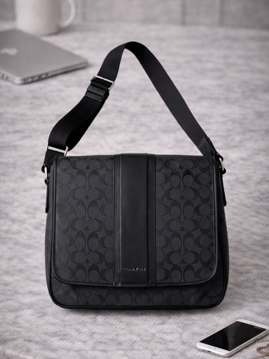 Coach Other - Coach Black Messenger Crossbody Bag  Y2K Unisex Wide Strap Crossbody
